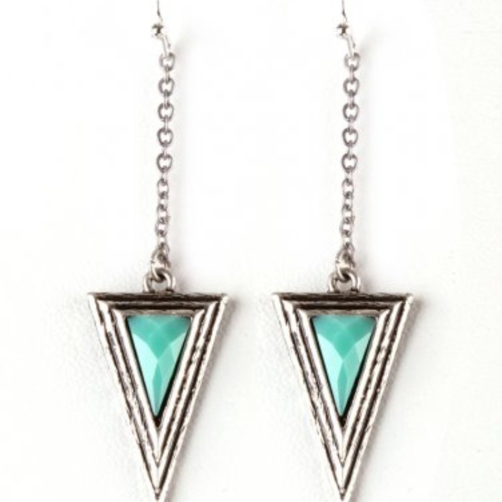 Turquoise Triangle Dangle Earrings